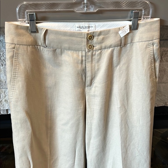 Banana Republic women's Light Tan linen blend straight leg pants size 10 - Picture 6 of 15